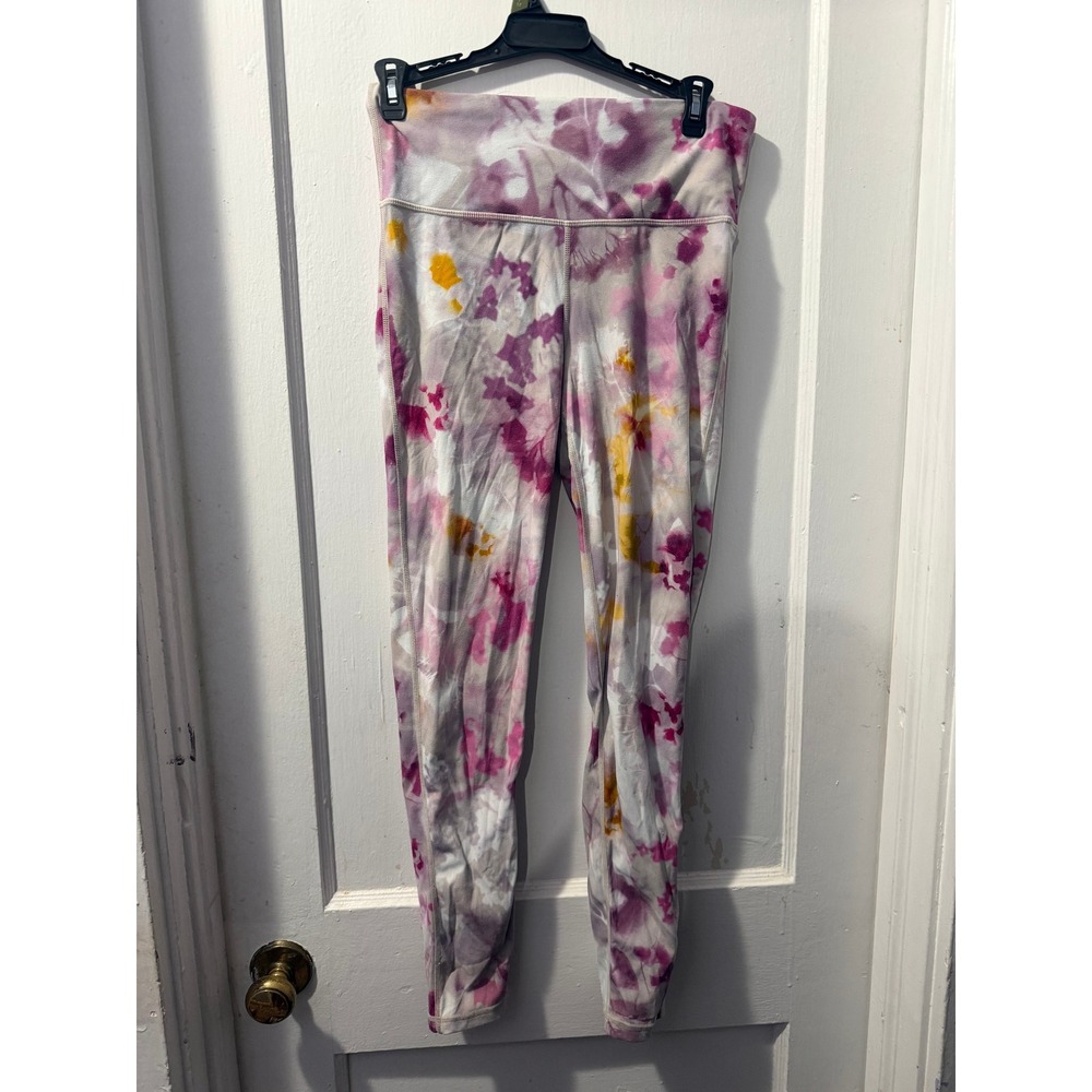 Mono B Pink Tie Dye High Waisted Leggings Women Medium Purple Yellow Yoga Pants